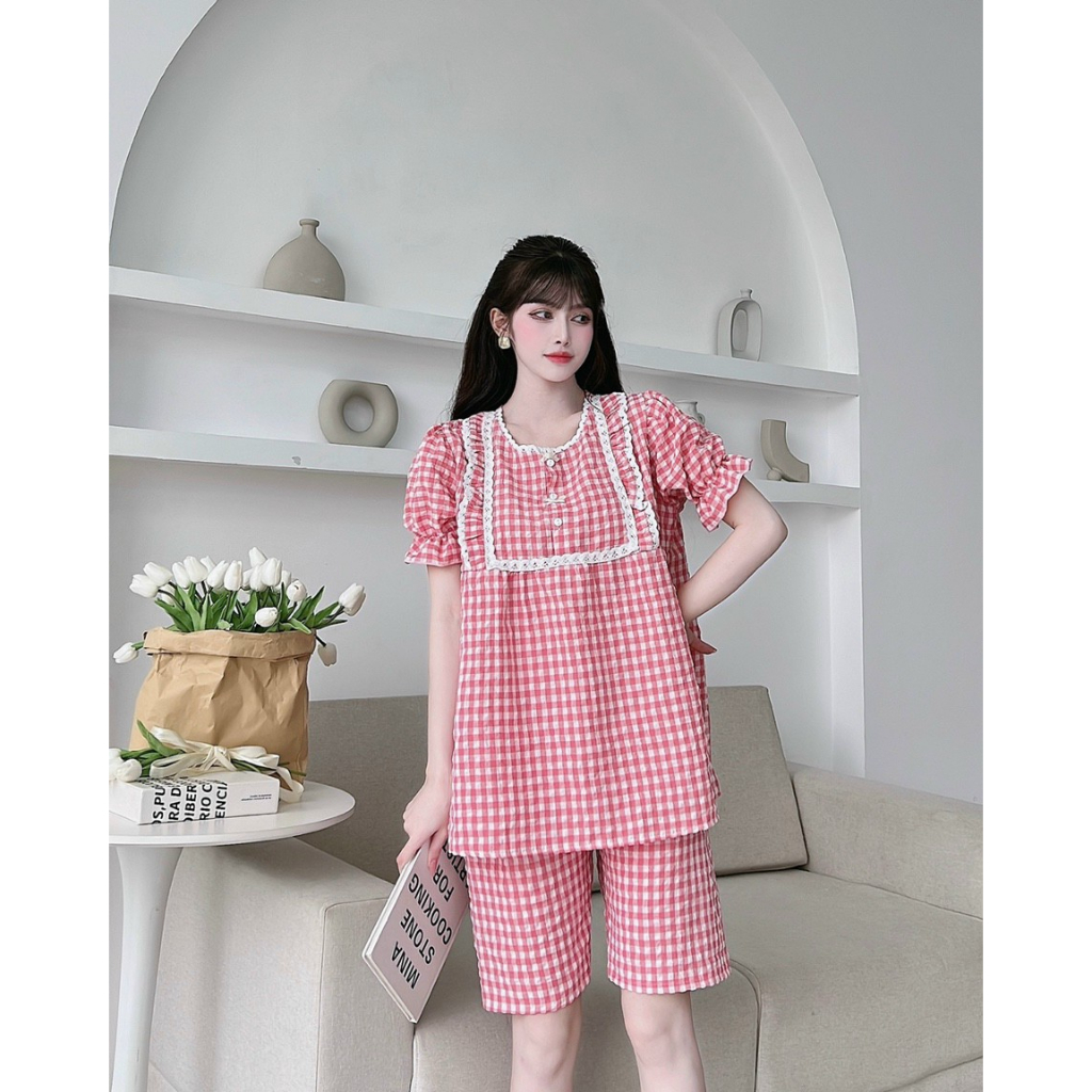 Bộ bầu và sau sinh kẻ sọc mềm mát có khoá cho con bú sau sinh dành cho mẹ từ 45 đến 70kg