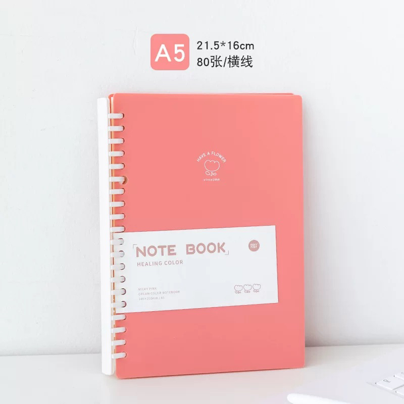 Sổ Ghi Chép Binder Còng Nhựa Healing Color Size A5/B5 Bìa Chống Thấm Màu Pastel 160 Trang