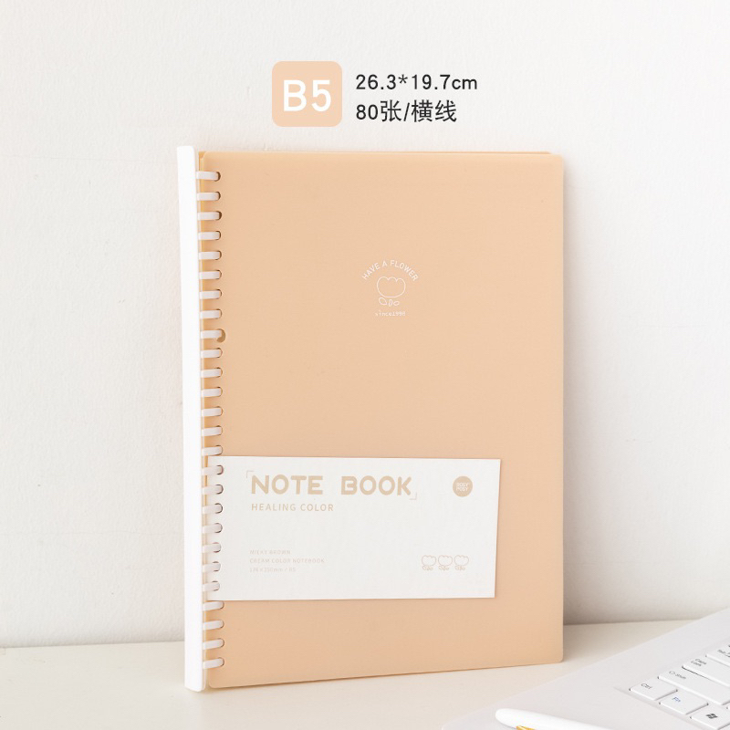 Sổ Ghi Chép Binder Còng Nhựa Healing Color Size A5/B5 Bìa Chống Thấm Màu Pastel 160 Trang