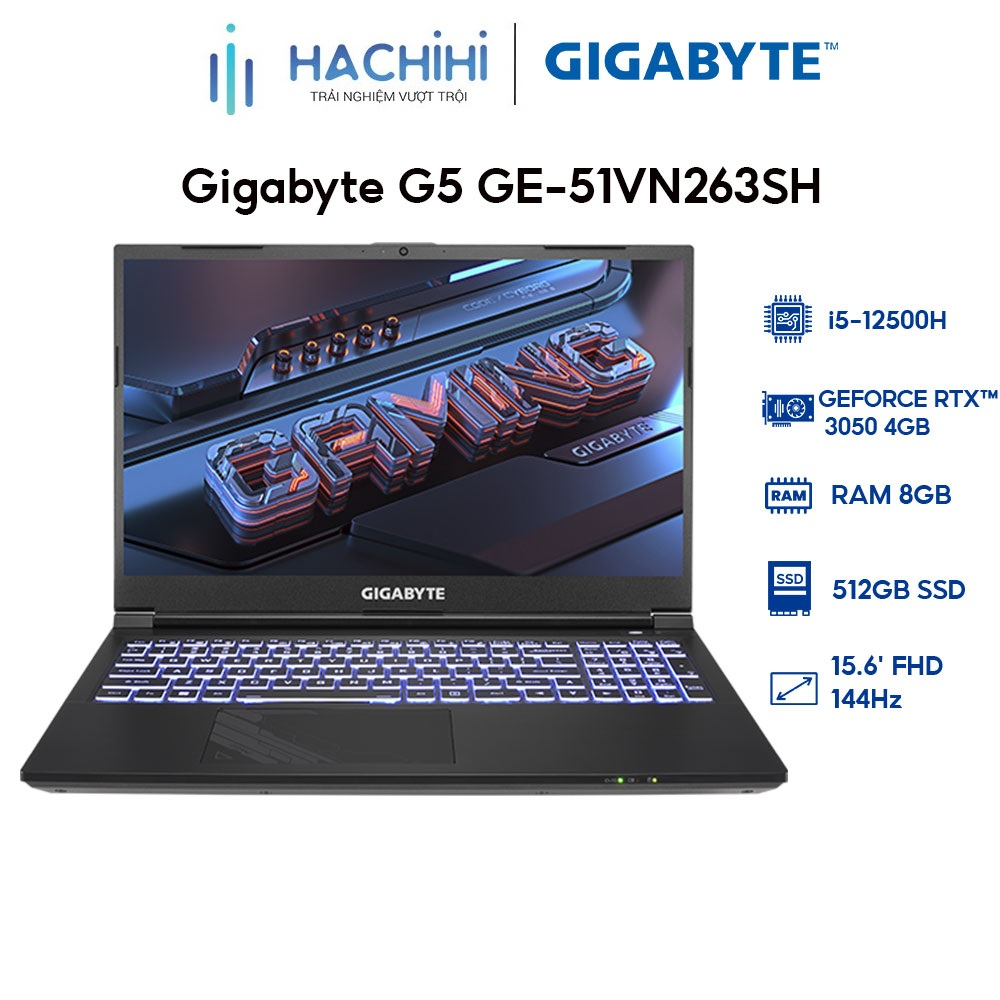 Laptop Gigabyte G5 GE-51VN263SH (i5-12500H | 8GB | 512GB |GeForce RTX™ 3050 4GB | 15.6')