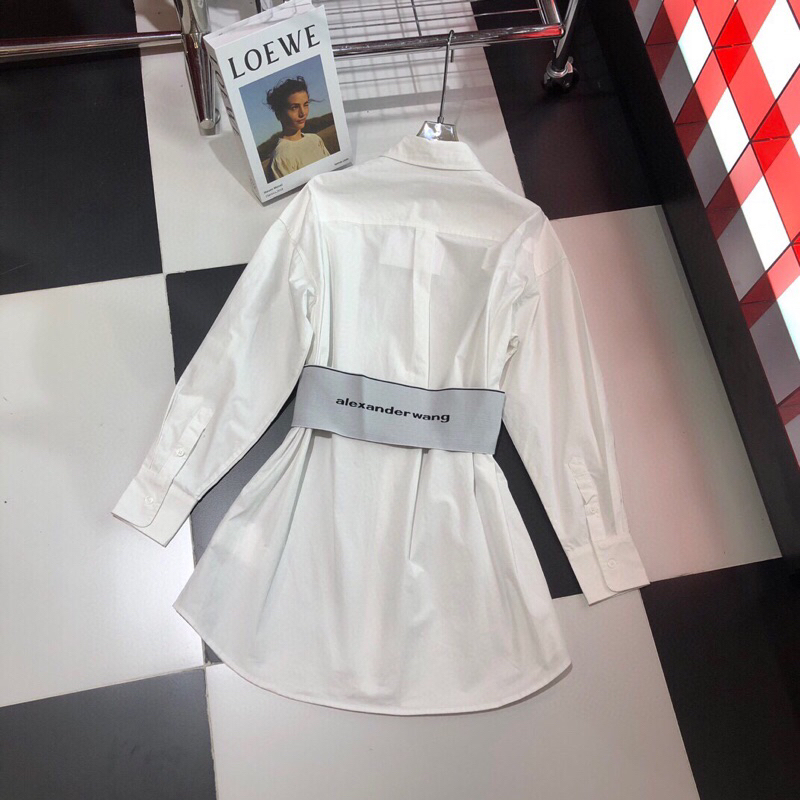 Váy sơ mi dài tay chít eo đơn giản trẻ trung AW phong cách 2023 cao cấp