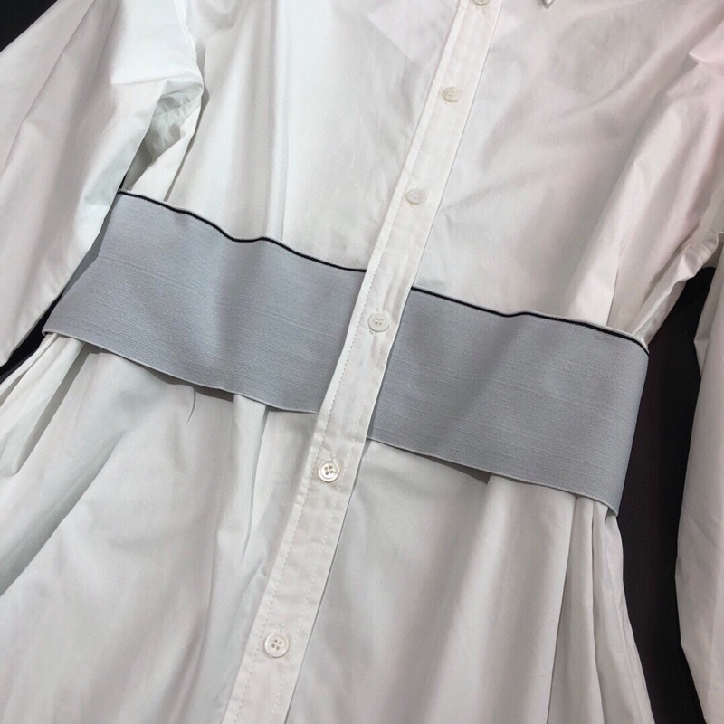 Váy sơ mi dài tay chít eo đơn giản trẻ trung AW phong cách 2023 cao cấp