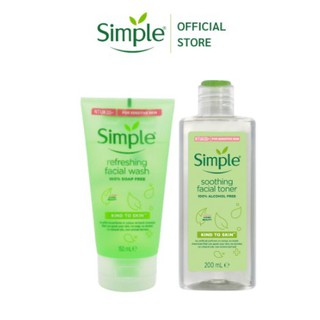 Măng tây babyy - Nước hoa hồng Simple và Sữa rửa mặt dạng Gel Refreshing Simple