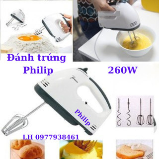 Máy đánh trứng mini cầm tay Philip 7 tốc độ, máy đánh kem nhào bột trộn bột mini đa năng tiện lợi