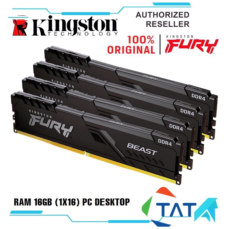 Ram Fury Beast Black 16GB (1x16) 3200MHz DDR4 Tản Nhiệt Kép - Bảo hành 36 tháng | BigBuy360 - bigbuy360.vn