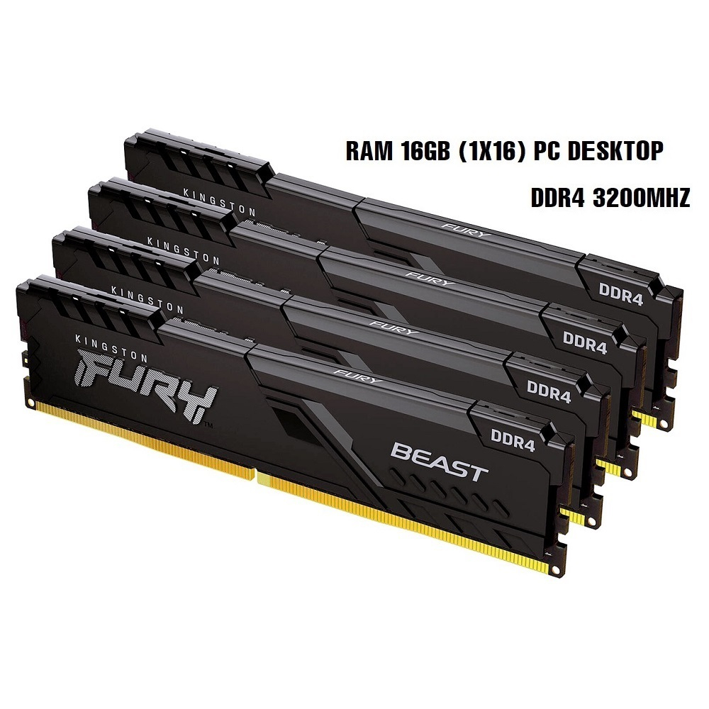 Ram Fury Beast Black 16GB (1x16) 3200MHz DDR4 Tản Nhiệt Kép - Bảo hành 36 tháng | BigBuy360 - bigbuy360.vn