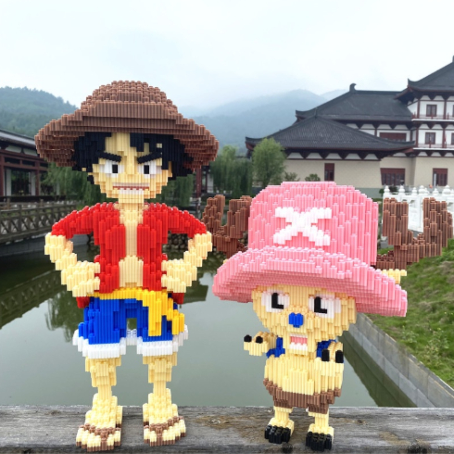 Lego pikachu luffy mũ rơm cỡ lớn, Lego pikachu cô gái, Mô hình lắp ráp luffy pikachu one piece Tặng Búa