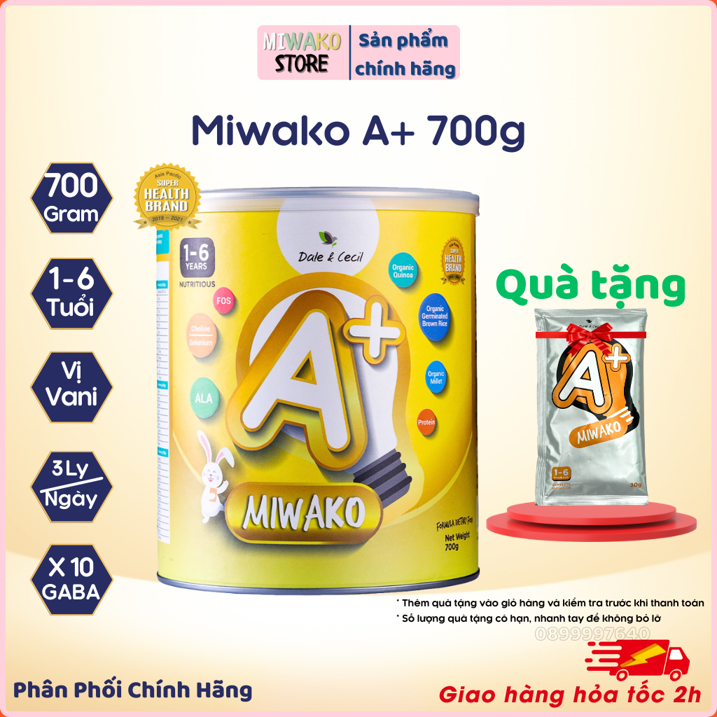 Sữa Hạt Thực Vật Hữu Cơ Miwako A+, Hộp 700g Vị Vani, Dinh Dưỡng Hoàn Chỉnh - Miwako Store