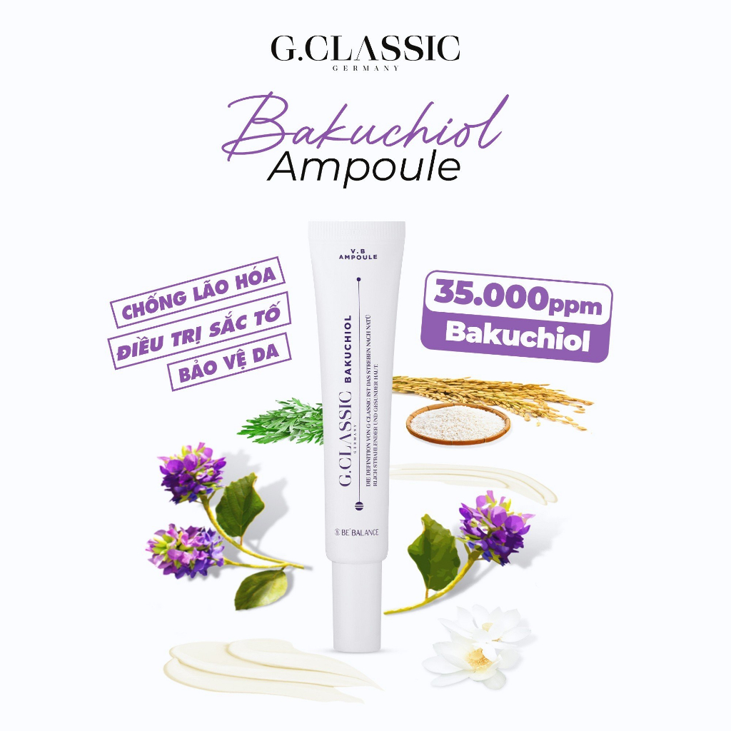 Siêu tính chất chống lão hóa, tái sinh làn da căng bóng Ampoule Bakuchiol - Be'Balance V.B. AMPOULE (1 Tuýp x 25ml)