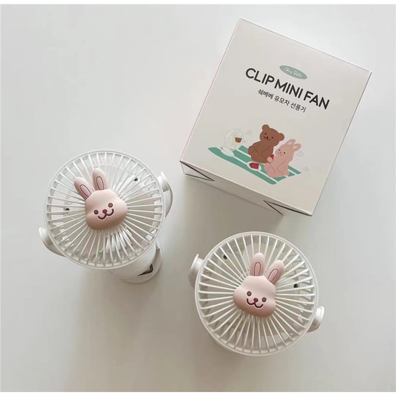 Quạt kẹp mini sạc tích điện gấu thỏ cho bé ( ảnh thật ở cuối)