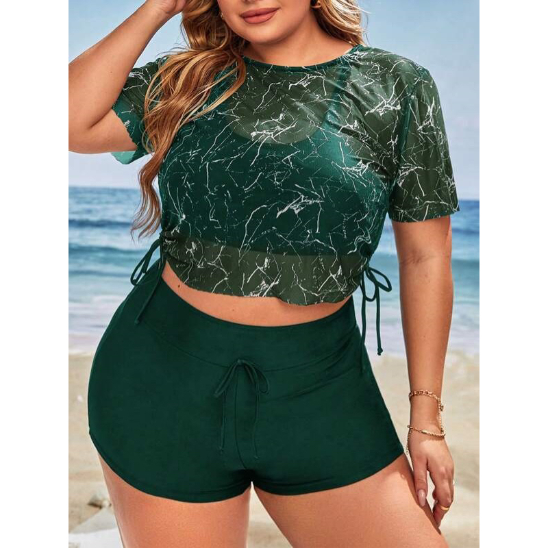 bộ bơi 3 mảnh big size xanh kèm áo khoác đi biển 85-105kg