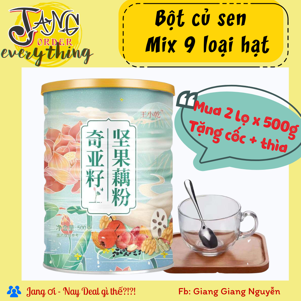 Bột củ sen 500g mix ngũ cốc + táo đỏ + hạt Chia...