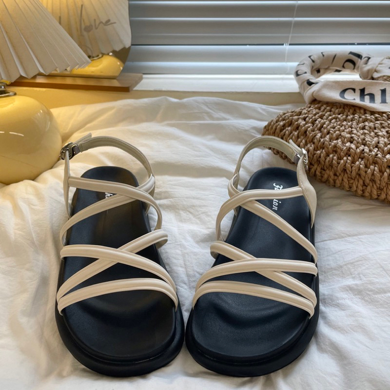 Sandal dây mảnh quai cài Quảng Châu đế trơn