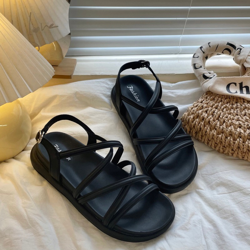 Sandal dây mảnh quai cài Quảng Châu đế trơn