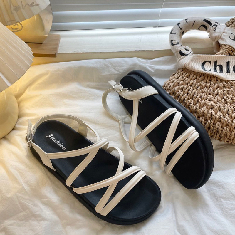 Sandal dây mảnh quai cài Quảng Châu đế trơn