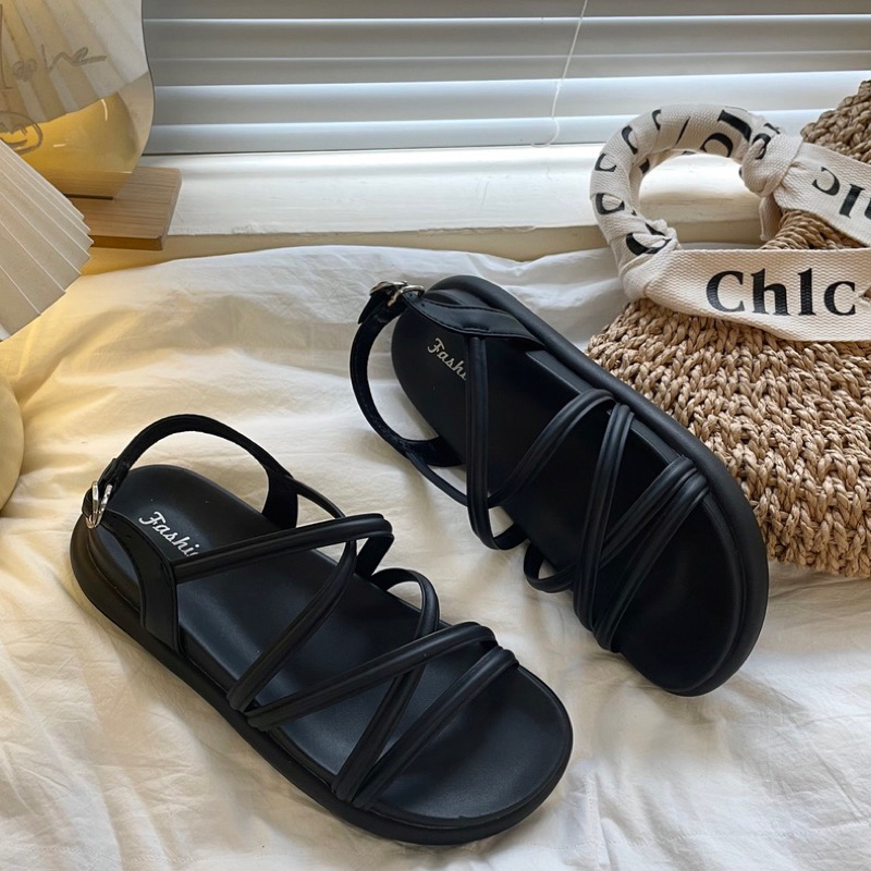 Sandal dây mảnh quai cài Quảng Châu đế trơn