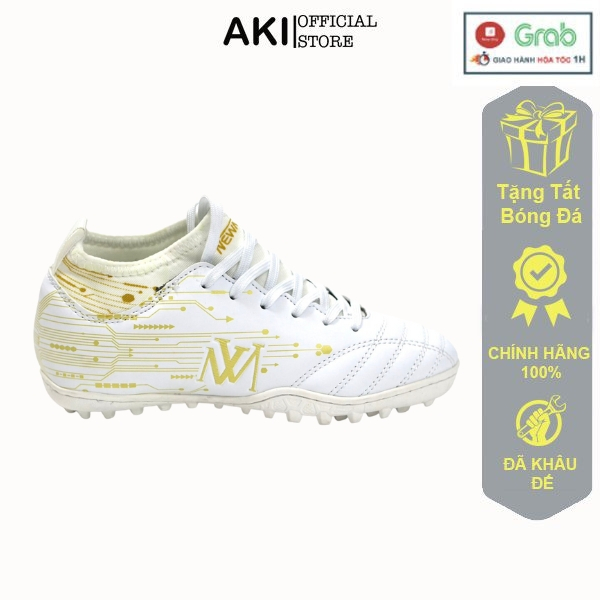 Giày đá bóng trẻ em Newmos Warrior cổ chun Kid Trắng cỏ nhân tạo thể thao nam chính hãng - WK003