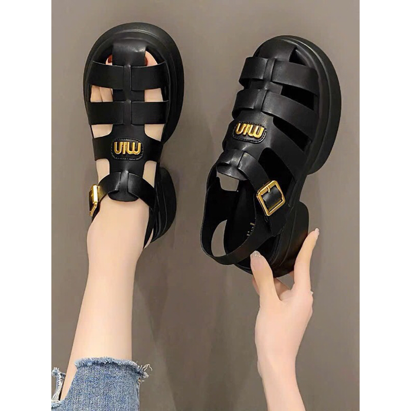 Giày Sandal nữ khoá cài hàng nhập Quảng Châu Cao Cấp Fullbox đế bánh mì siêu êm chân,Giày xăng đan nữ 4cm da mềm