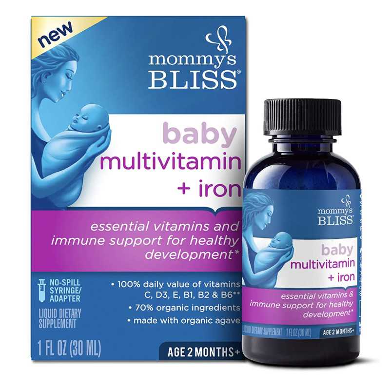 Vitamin cho bé từ 2 tháng tuổi Mommy’s Bliss Baby Multivitamin + Iron