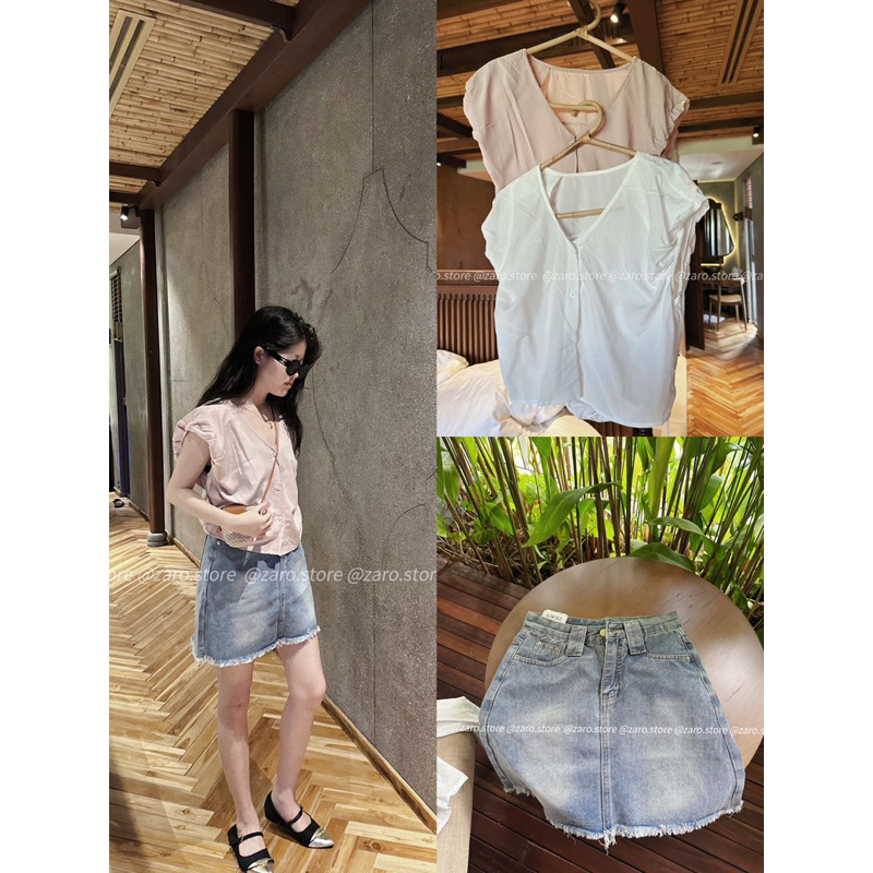 Áo lụa Hàn bo sau [HÌNH THẬT SHOP CHỤP]