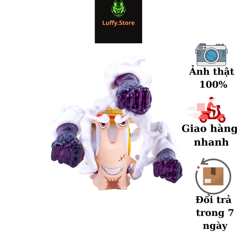 Mô hình One Piece Luffy Store ốc sên Luffy gear 5 thần mặt trời nika cao 7cm, figure decor nhân vật anime đảo hải tặc