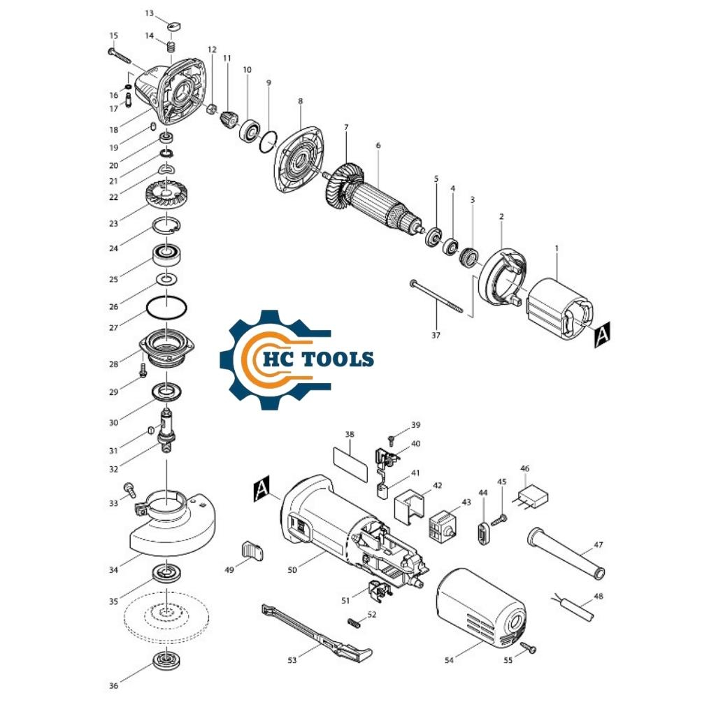 Phụ tùng máy mài 9556HN Makita- phần 2 chính hãng | HÙNG CƯỜNG TOOLS