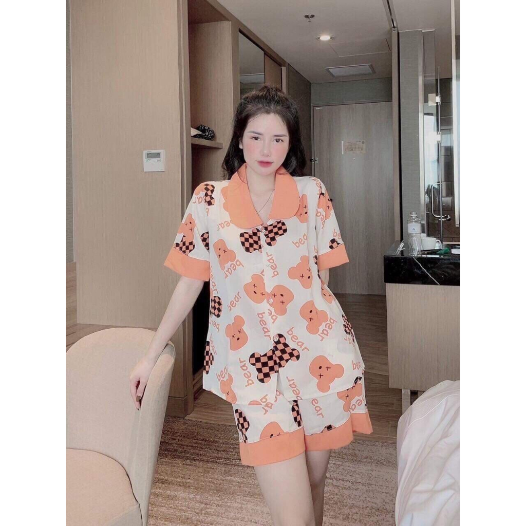 Đồ bộ cho nữ, pijama mặc nhà, bồ quần áo bao gồm áo tay ngắn và quần lững, mát mẻ, thời trang mùa hè hot trend