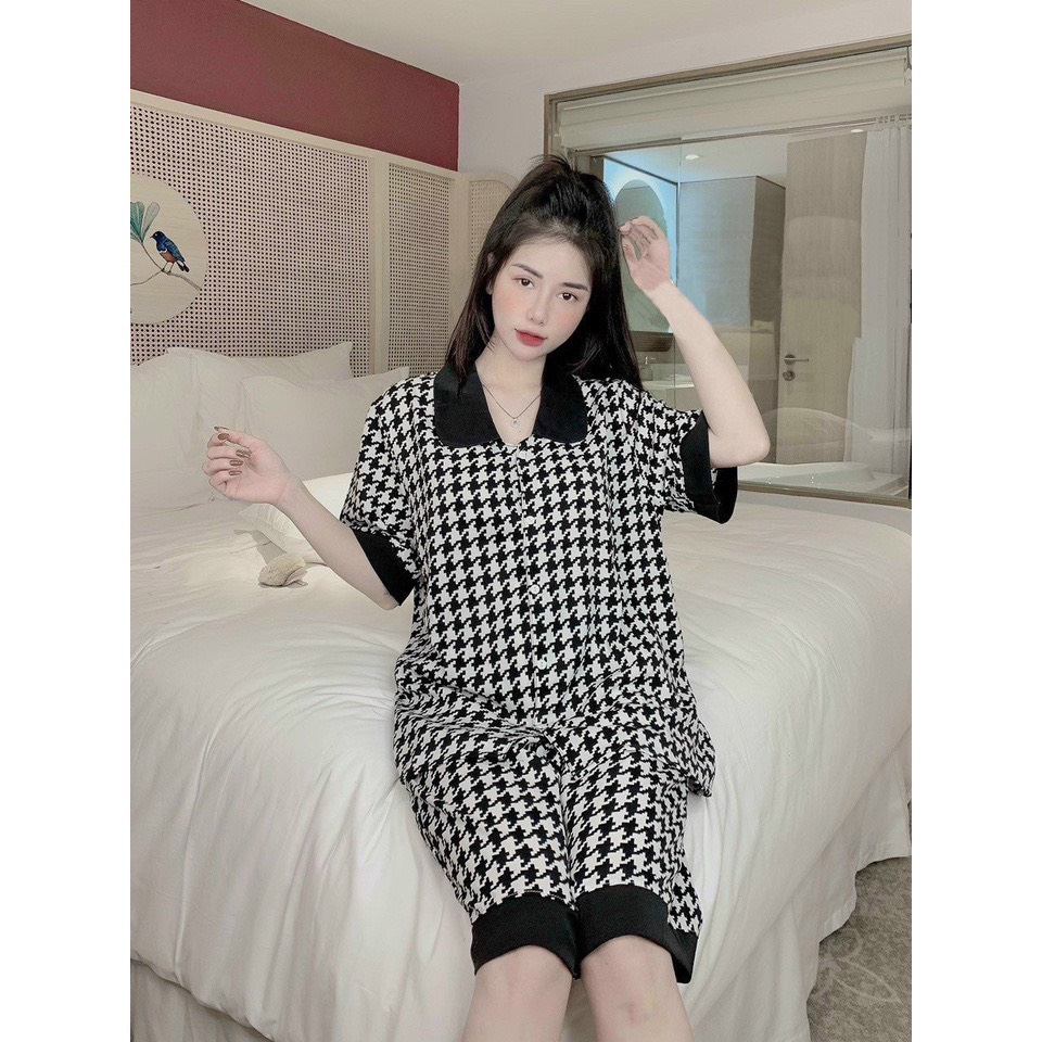 Đồ bộ cho nữ, pijama mặc nhà, bồ quần áo bao gồm áo tay ngắn và quần lững, mát mẻ, thời trang mùa hè hot trend