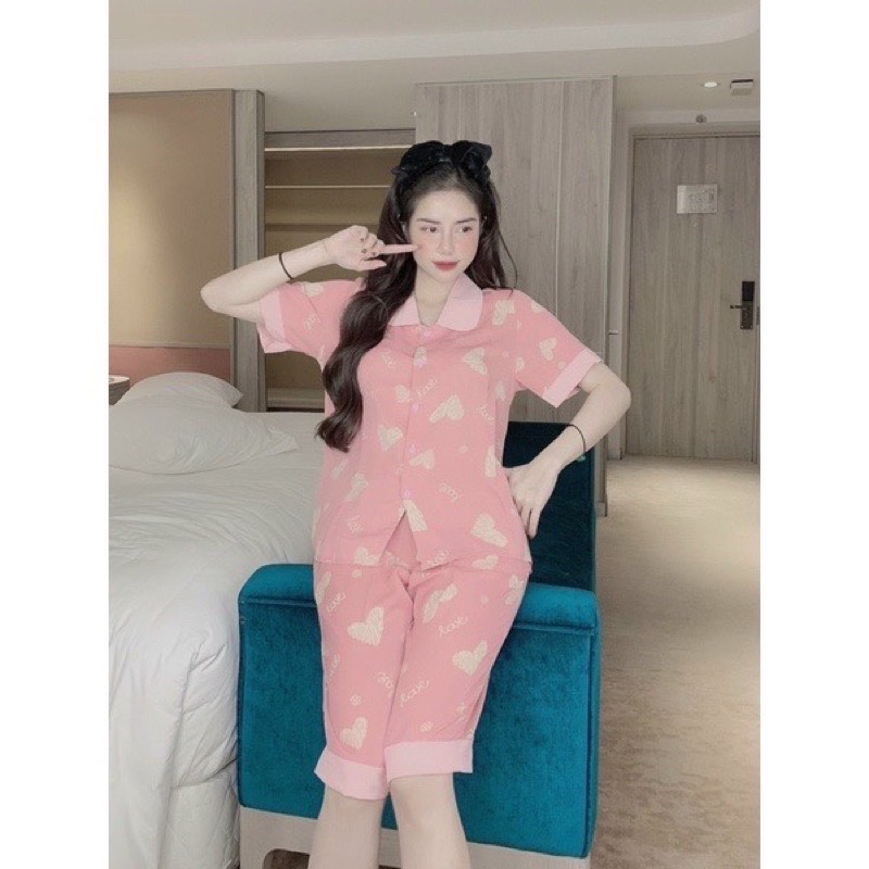 Đồ bộ cho nữ, pijama mặc nhà, bồ quần áo bao gồm áo tay ngắn và quần lững, mát mẻ, thời trang mùa hè hot trend