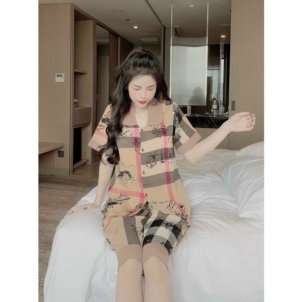 Đồ bộ cho nữ, pijama mặc nhà, bồ quần áo bao gồm áo tay ngắn và quần lững, mát mẻ, thời trang mùa hè hot trend