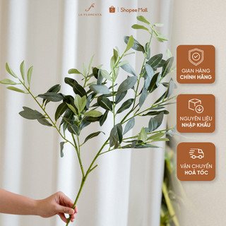 Cành Lá Olive Giả LA FLORESTA Chất Liệu Lụa Nhập Khẩu Cao Cấp, Dùng Để Cắm Bình Trang Trí Nhà Cửa