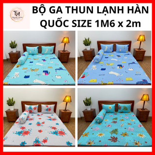 Bộ ga thun lạnh hàn quốc mát lạnh kích thước 1m6 x2m