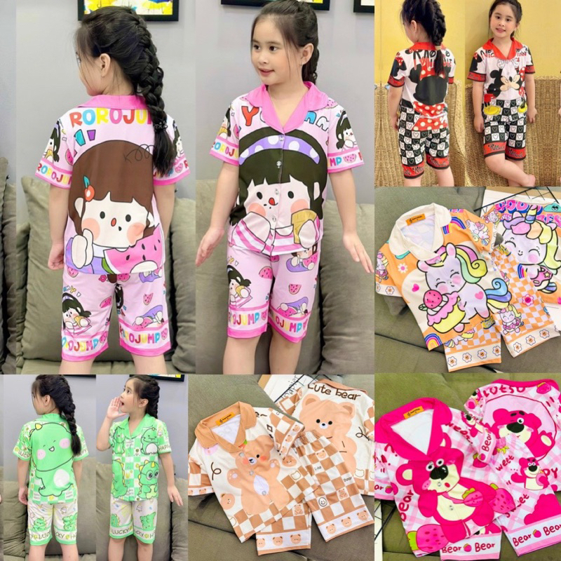 11-42kg Bộ pizama lửng bé gái siêu cưng, thun lạnh loại 1 mềm mịn bền đẹp (121)