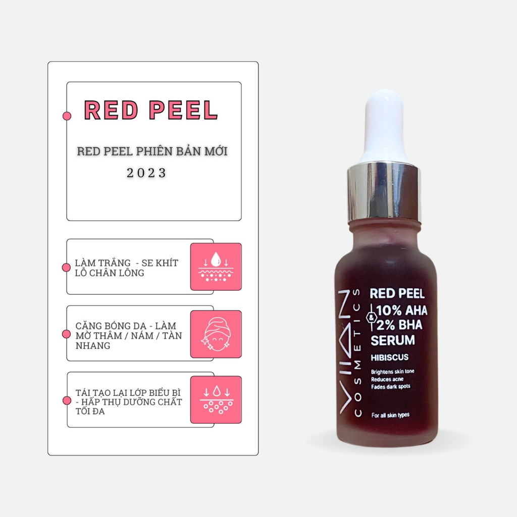 Măng tây baby - Serum Red Peel Da Viian BT-10%AHA &amp; BHA 2% (Mẫu mới)