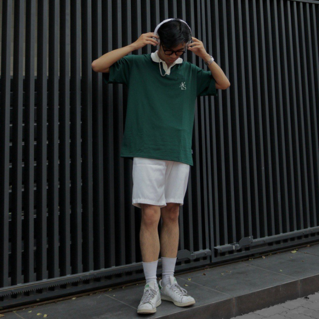 Áo Polo Thun Nam Nữ Form Rộng Unisex Oversize Locabrand Chất Cá Sấu Áo Phông Giá Rẻ 1K Màu Xanh Kem