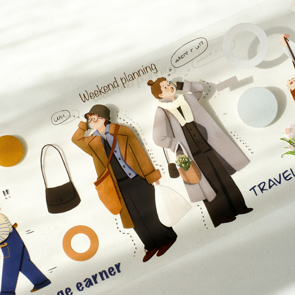 meohime 𓃠 Hãng Soyi - Băng dán Washi tape, PET tape cuộc hẹn "A date" (chu kì 100cm)