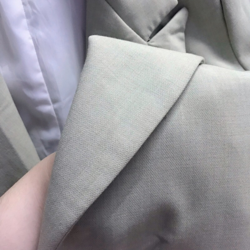 2hand Áo khoác blazer form rộng xanh bơ, có đệm vai