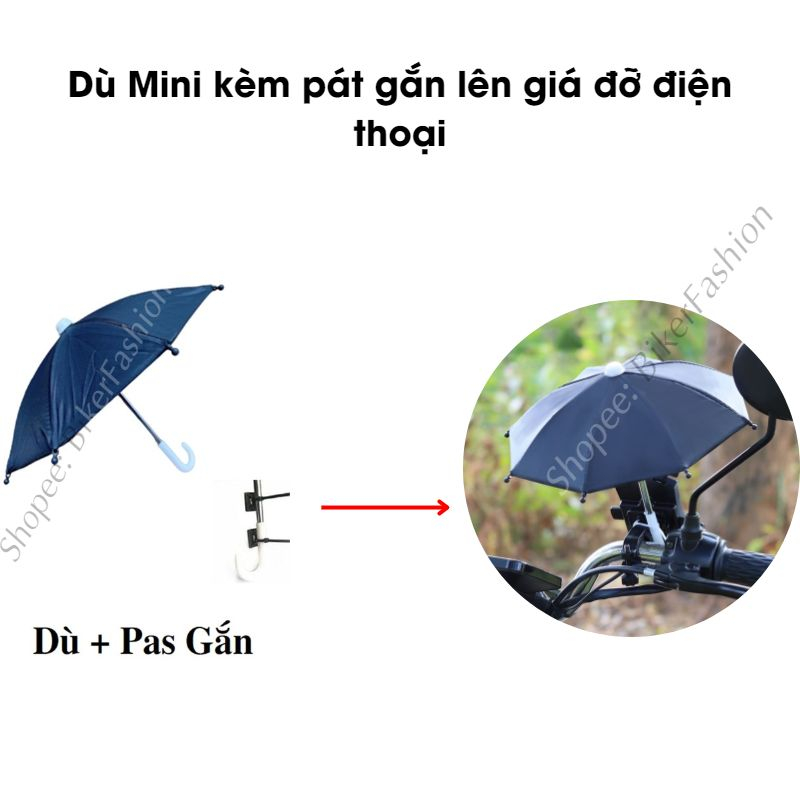 Dù Mini Che Mưa Nắng Dành Cho Điện Thoại Trên Giá Đỡ Chống Thấm Nước Siêu Tiện Lợi