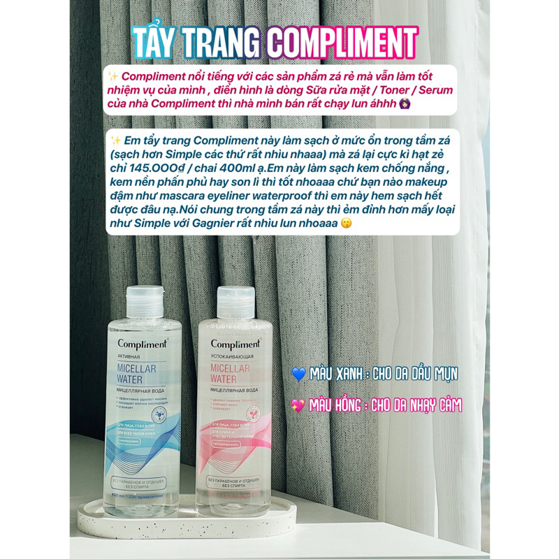 Tẩy trang Compliment làm sạch sâu cho mọi loại da