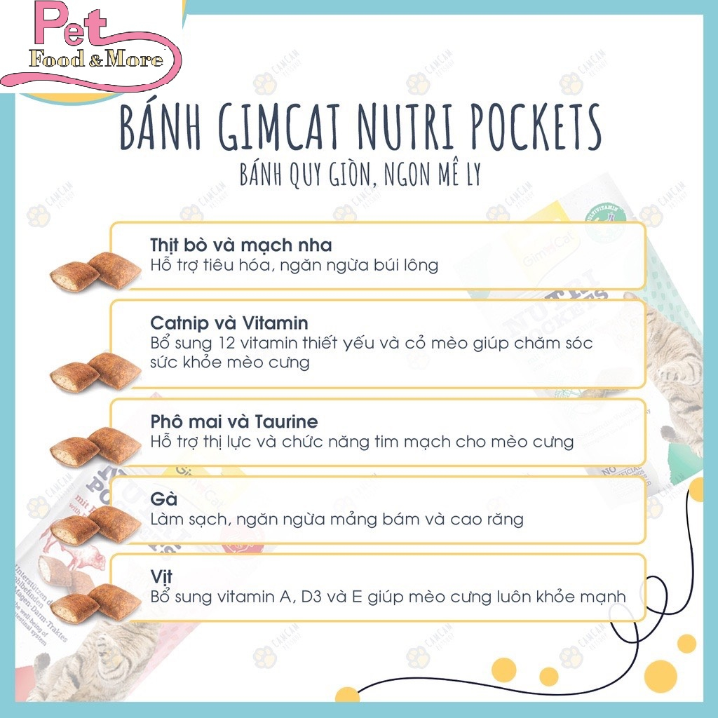 GimCat Nutri Pockets 150gr - Bánh Thưởng GimCat Cho Mèo Có Nhân Thơm Ngon