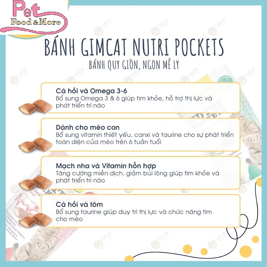 GimCat Nutri Pockets 150gr - Bánh Thưởng GimCat Cho Mèo Có Nhân Thơm Ngon