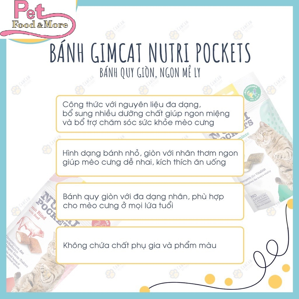 GimCat Nutri Pockets 150gr - Bánh Thưởng GimCat Cho Mèo Có Nhân Thơm Ngon