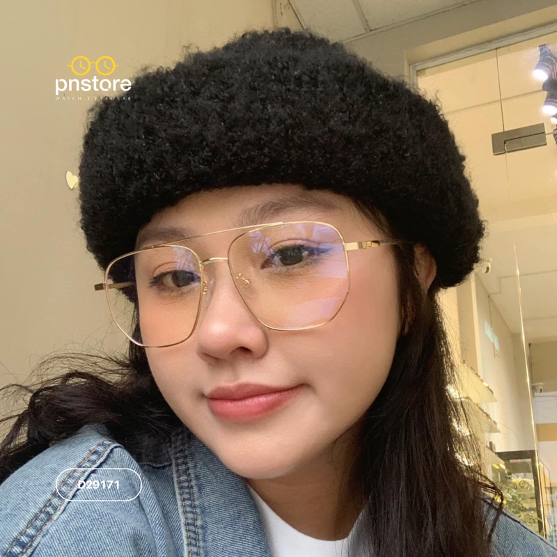 Gọng kính vuông kim loại D29171 nam nữ PNSTORE tròng kính chống ánh sáng xanh
