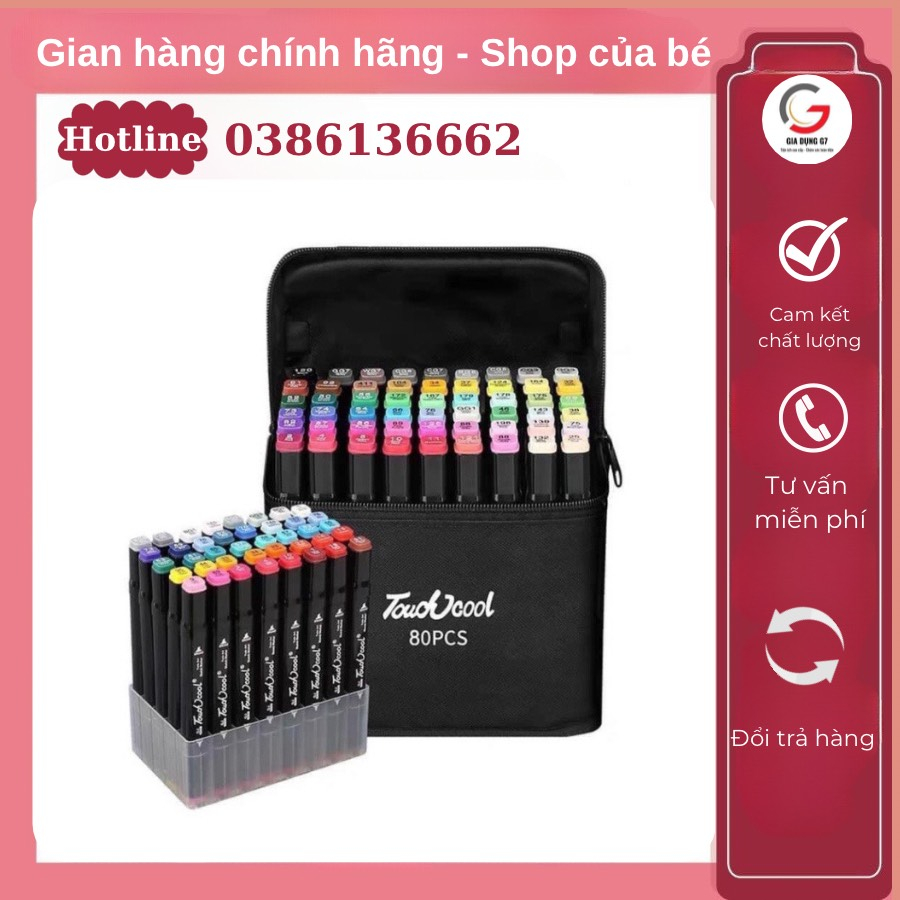 Bút Màu Dạ Marker 48 Cây Touch tặng kèm túi - Hộp Bút Dạ 48 Cây Cực Kỳ Tiện Lợi