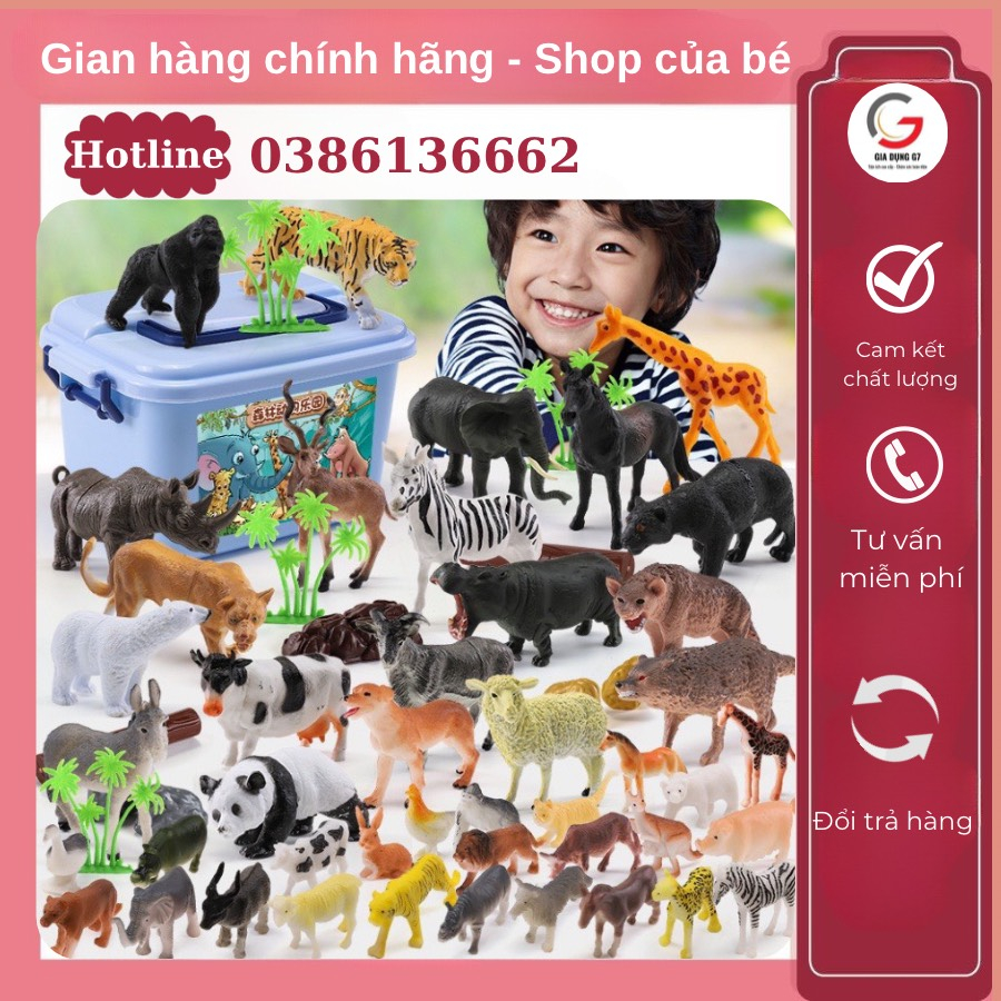 Bộ đồ chơi động vật 58 chi tiết cho bé - Đồ chơi mô hình động vật cho bé phát triển 58 chi tiết chất liệu không độc hại