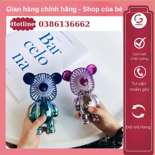 Quạt mini tích điện hình gấu bearick - quạt tích điện mini 3 tốc độ cực mát , quạt gấu bearick mini tích điện cầm tay