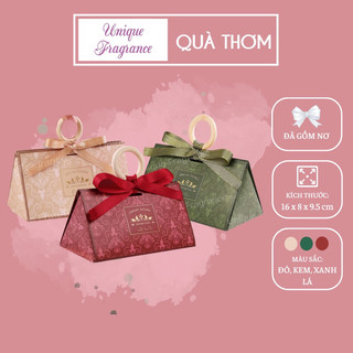 Hộp quà có quai xách - 10 hộp giấy có quai gỗ - hộp quà tặng có quai gỗ - unique fragrance