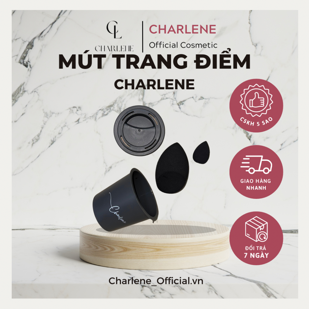 Mút Trang Điểm Charlene - Makeup Sponge Charlene - Combo 2 Chiếc Hộp Đựng Siêu Xinh Tinh Tế, Màu Đen Siêu Sang, Mềm Mượt