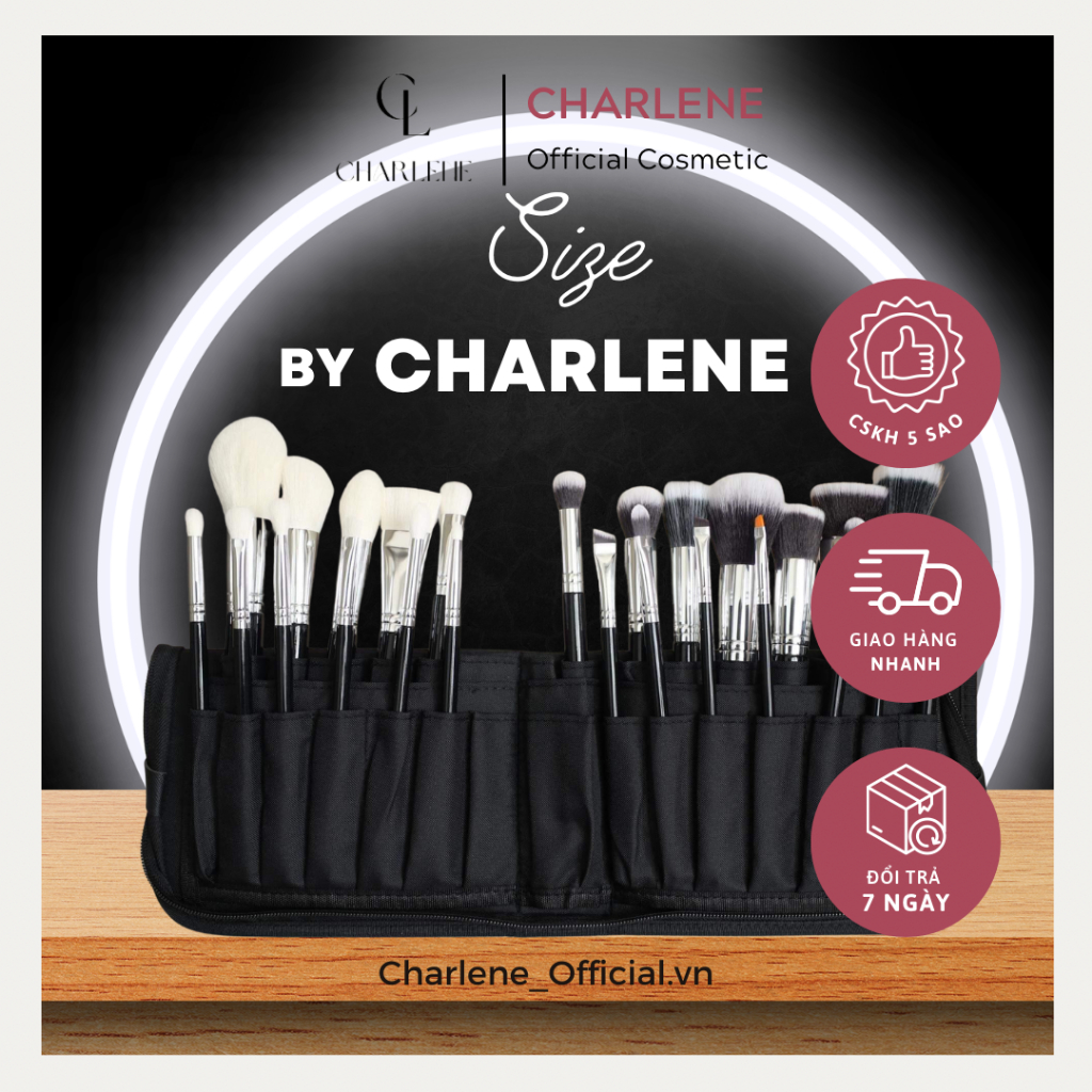 Bộ Cọ Trang Điểm Chuyên Nghiệp Size By Charlene -  Cọ Make-up Cá Nhân Và Chuyên Nghiệp, Lông Mềm Mượt, Thân Cọ Siêu Xinh