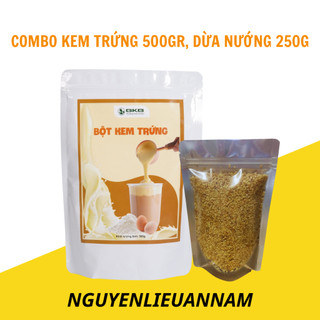 COMBO kem trứng 500gr, dừa nướng 250gr làm trà sữa kem trứng dừa nướng